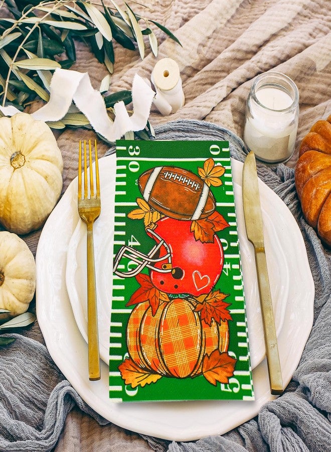 JarThenaAMCS مناديل ورقية للاستخدام مرة واحدة من JarThenaAMCS، 100 قطعة، بتصميمات مستوحاة من كرة القدم الأمريكية والرجبي واليقطين، مثالية لتزيين مائدة الطعام في الحفلات والمناسبات الرياضية. - Image 4